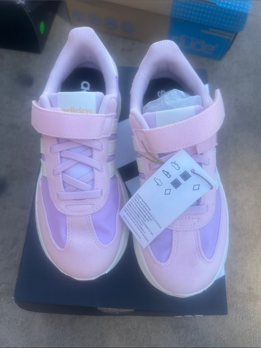 adidas Girls Pink and Lavender Velcro Sneakers